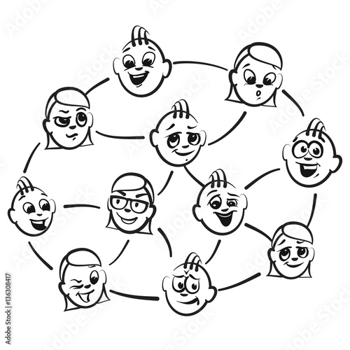 Strichmännchen Serie Emotionen - Freundeskreis