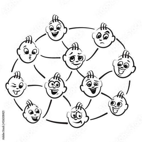 Strichmännchen Serie Emotionen - Netzwerk