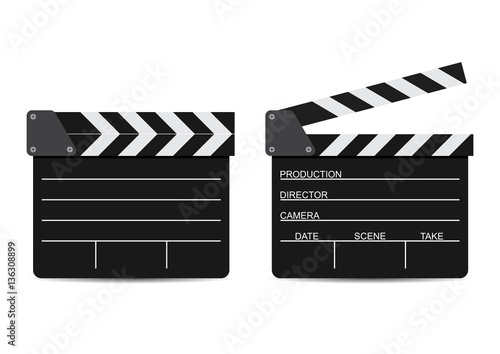 vector illustration of two film clappers isolated on white
