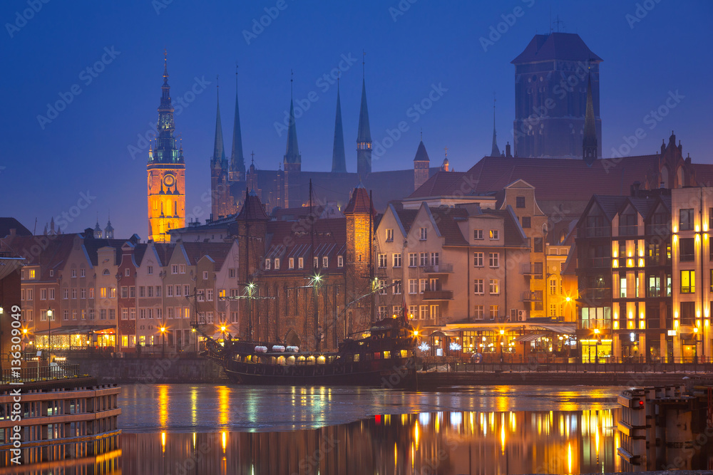The old town of Gdansk at Motlawa river, Poland The old town of Gdansk at Motlawa river, Poland