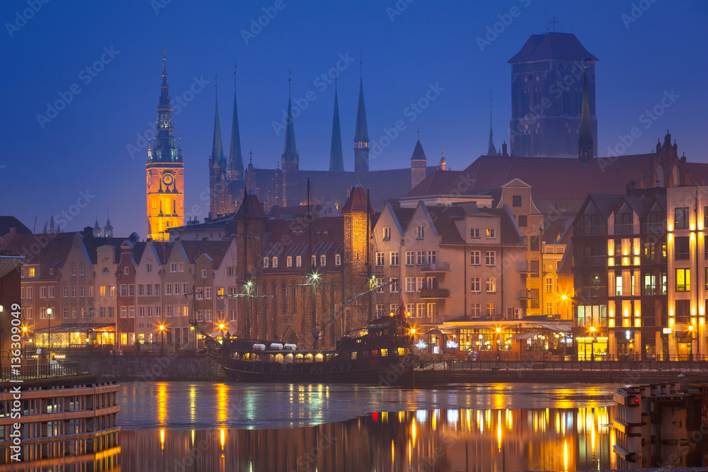 The old town of Gdansk at Motlawa river, Poland