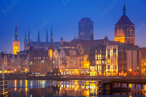 The old town of Gdansk at Motlawa river  Poland