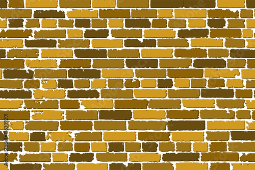 Vector seamless texture of realistic old brick wall with shadows. Vector illustration