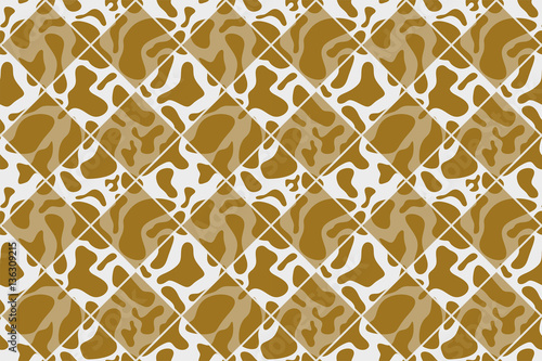 Yellow seamless chess styled vintage cow texture. Vector illustration