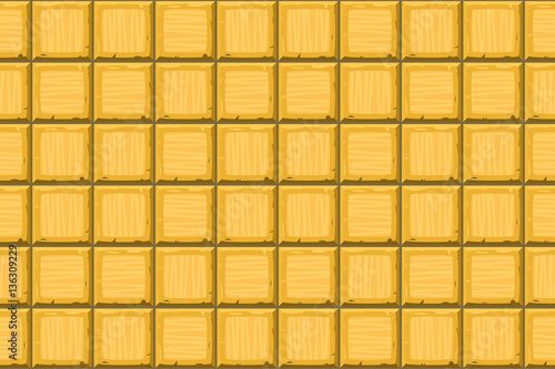 Cartoon hand drown golden seamless decorative old tiles texture. Vector illustration
