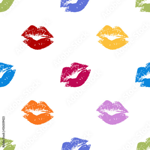Pattern with colorful lips.Seamless vector valentines print.Textile texture for valentine's day 