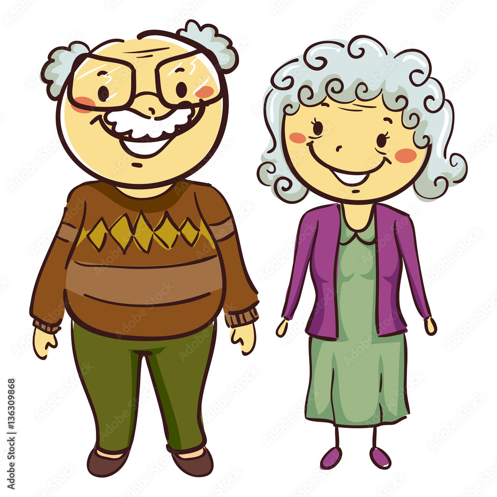 Vector Illustration of Grandmother and Grandfather Vector Illustration of Grandmother and Grandfather