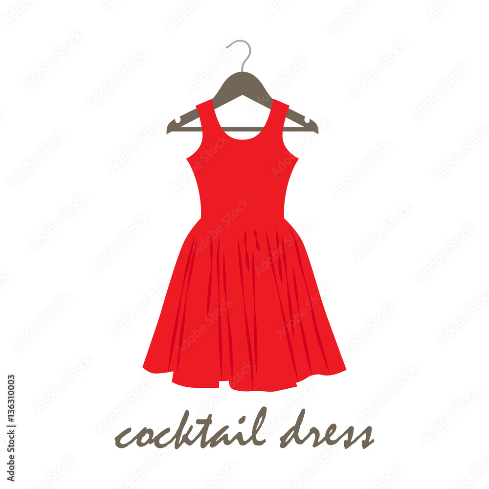 vector illustration of a cocktail dress on hanger vector illustration of a cocktail dress on hanger