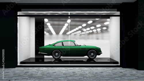 Schaufenster mit klassischem Automobil photo