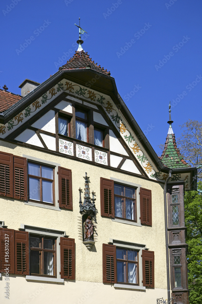 Hausfassade in Konstanz am Bodensee, Baden-Wuerttemberg, Deutschland, Europa
