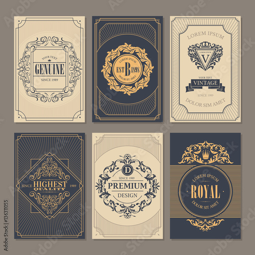 Calligraphic vintage floral cards collection