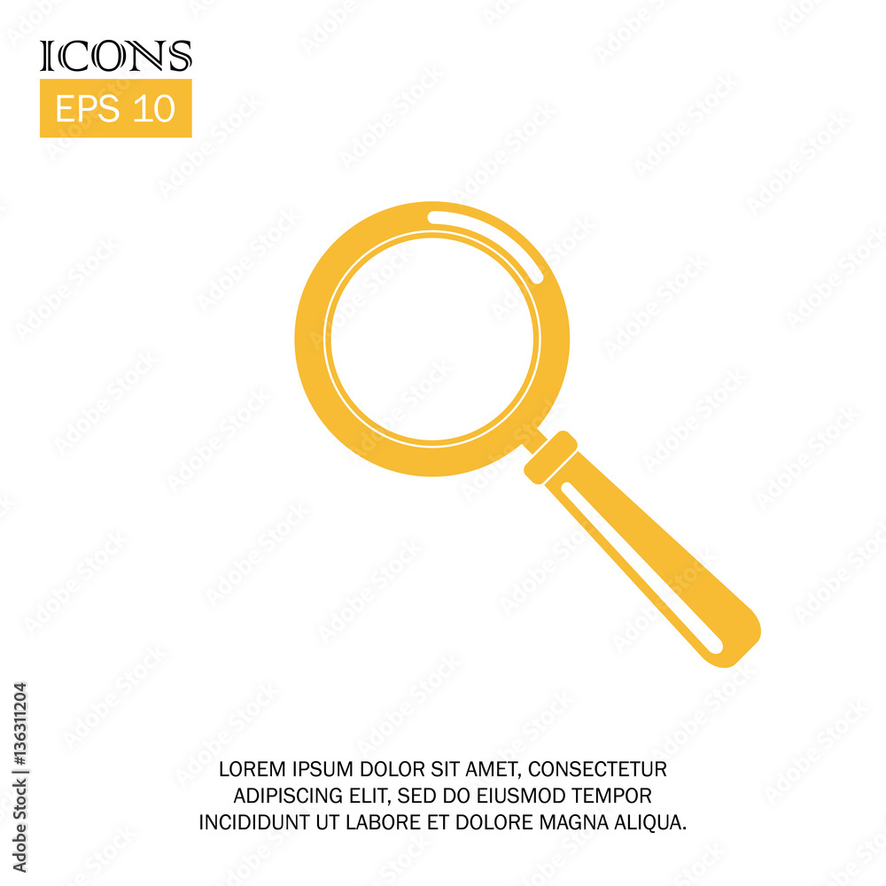 vector yellow magnifying glass flat design icon vector yellow magnifying glass flat design icon