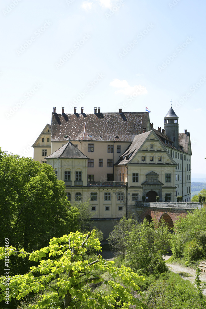 Blick auf das Schloss Heiligenberg, nahe Bodensee, Baden-Wuerttemberg, Deutschland, Europa