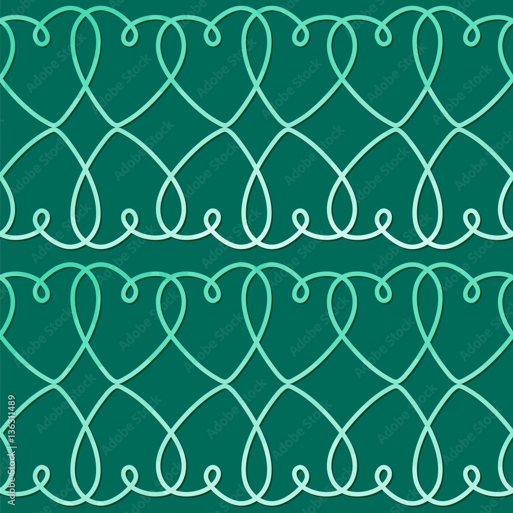 Fototapeta premium Heart shape vector seamless pattern. 