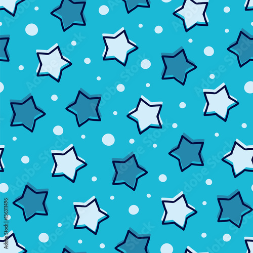 Cute seamless vector pattern with stars.