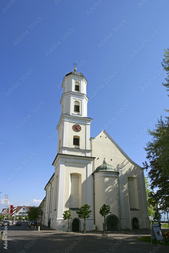 Kirche in Langenargen am Bodensee, Baden-Wuerttemberg, Deutschland, Europa