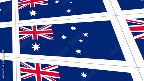 Sheet of postcards with national flag of Australia. Sate symbol of Australian nation and government.