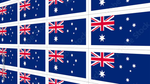 Sheet of postcards with national flag of Australia. Sate symbol of Australian nation and government.