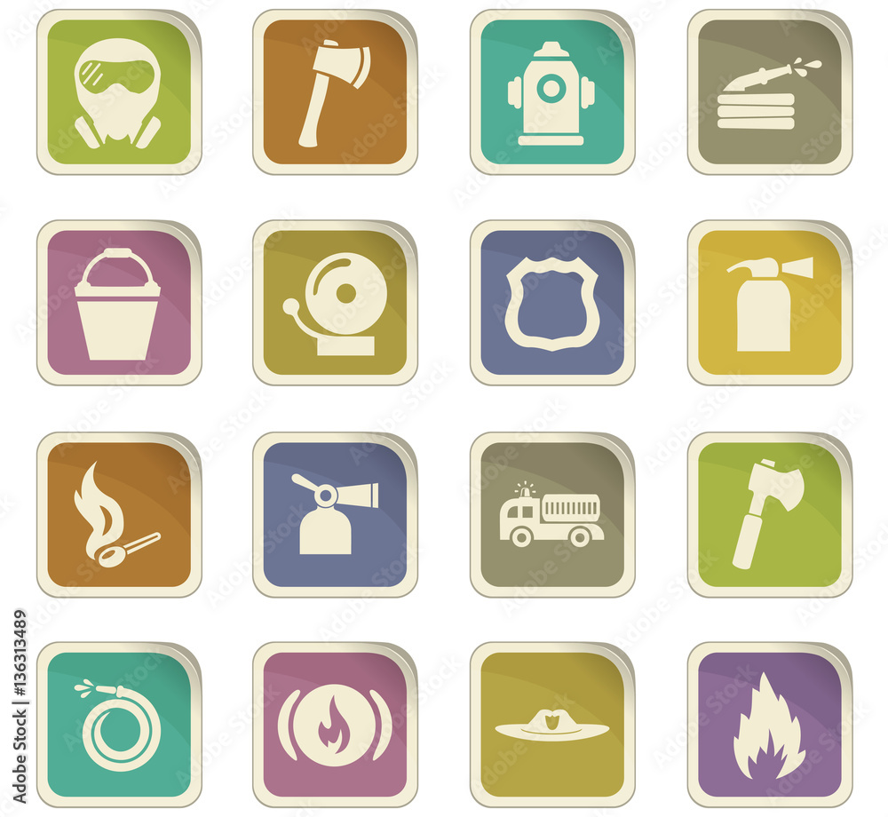 Fire brigade icons set Fire brigade icons set
