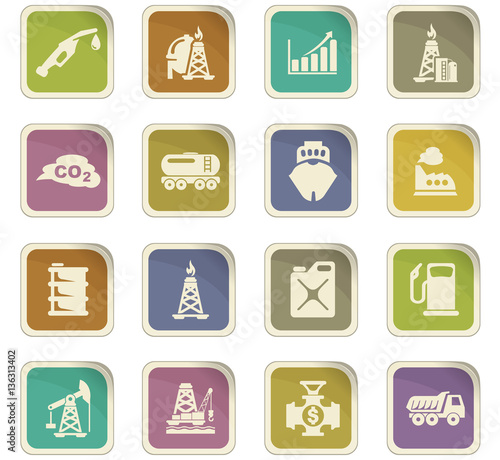 Extraction of oil icons set