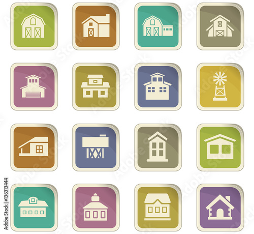 farm building icon set