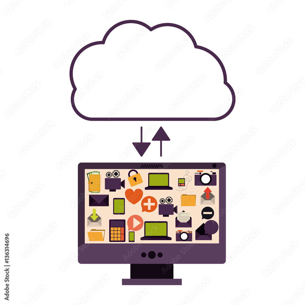 Cloud computing technology icon vector illustration graphic design Cloud computing technology icon vector illustration graphic design