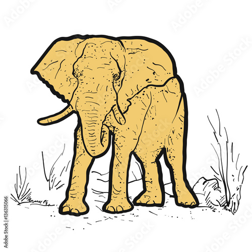 Elefant Outline Punkte koloriert gelb