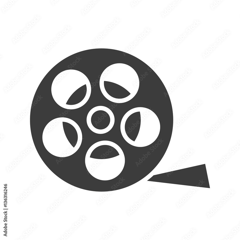 Film reel icon. Silhouette symbol. Negative space. Vector isolated illustration.
