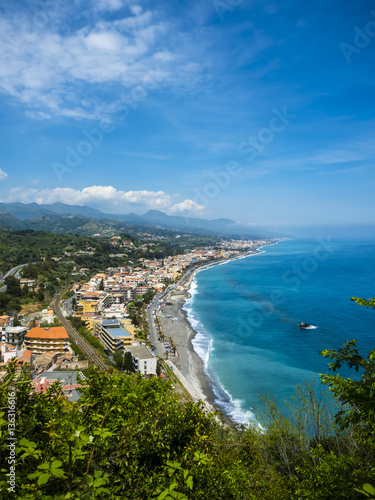 Italy, Sicily, Santa Margherita, view to the coast of Sant Alessio Sculo and Santa Teresa di Riva from above photo