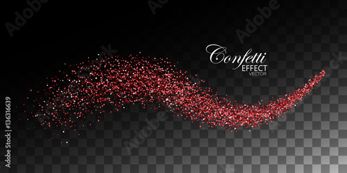 Glittering red stream of glitters.