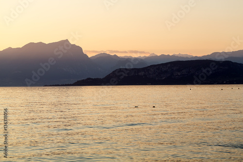 Beautiful sunset at Garda lake in Italy