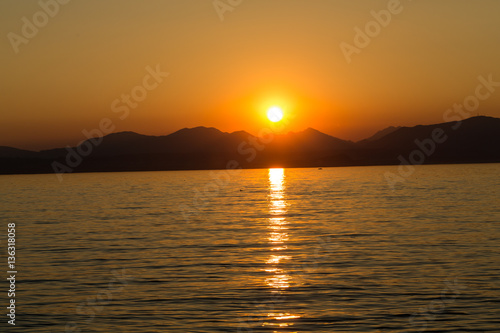 Beautiful sunset at Garda lake in Italy
