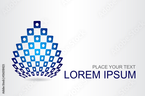 Logo stylized spherical surface with abstract shapes