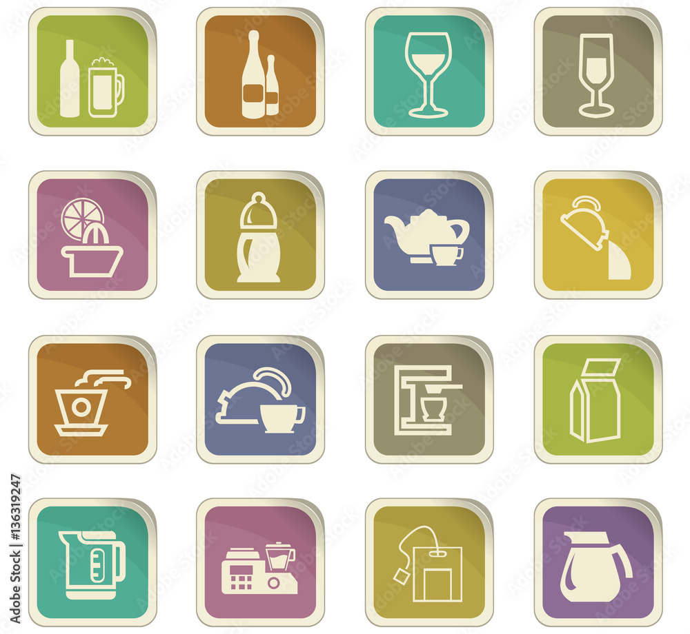 Utensils for the preparation of beverages icons Utensils for the preparation of beverages icons