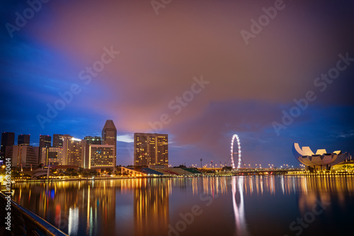abstract marina bay in twilight time and cloud like strom - can use to display or montage on product