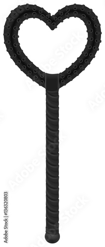 Black leather long spank Paddle of heart shape
