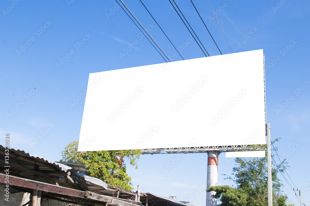 Fototapeta premium Blank billboard with white space background for advertisement. 
