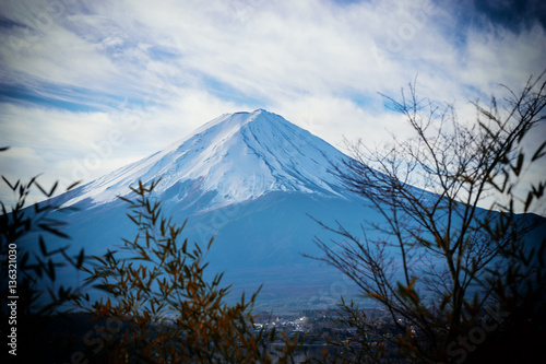 closeup to mountain fuji in winter season - can use to display or montage on product