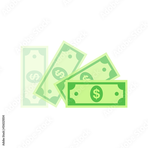 Dollar flat icon. Vector illustration.