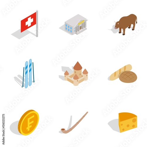 Welcome to Switzerland icons set photo