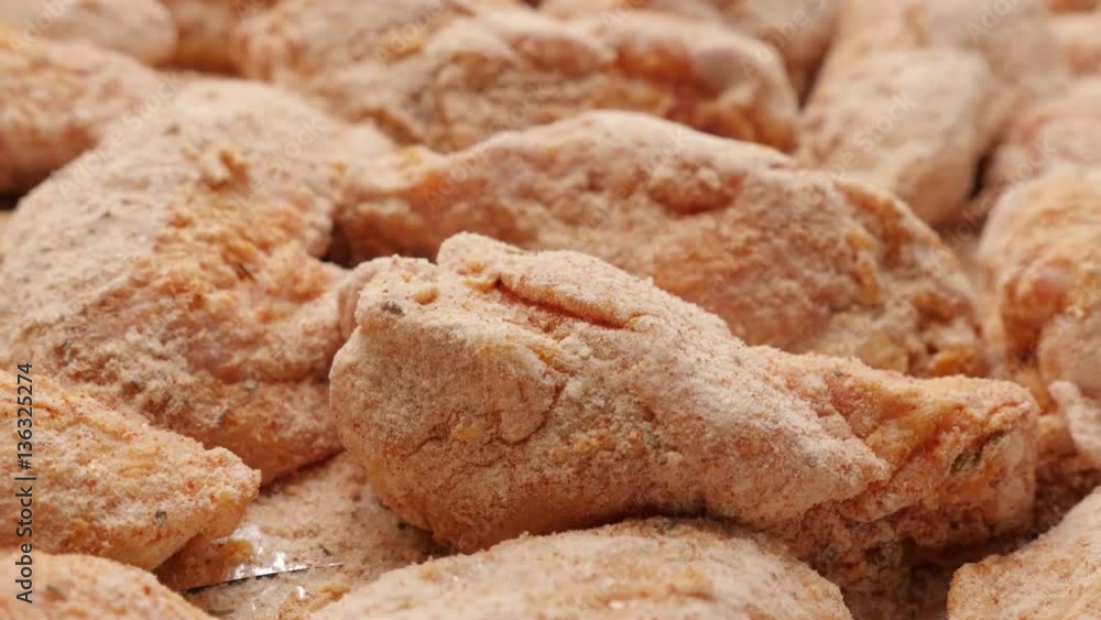Chicken meat arranged and ready to being baked 4K 2160p 30fps UltraHD panning footage - Buffalo wings spiced and rolled in dough close-up slow pan 3840X2160 UHD video Chicken meat arranged and ready to being baked 4K 2160p 30fps UltraHD panning footage - Buffalo wings spiced and rolled in dough close-up slow pan 3840X2160 UHD video