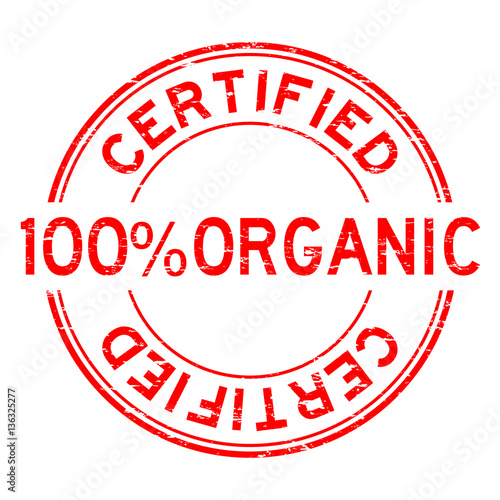 Grunge red 100 % organic certified round rubber stamp