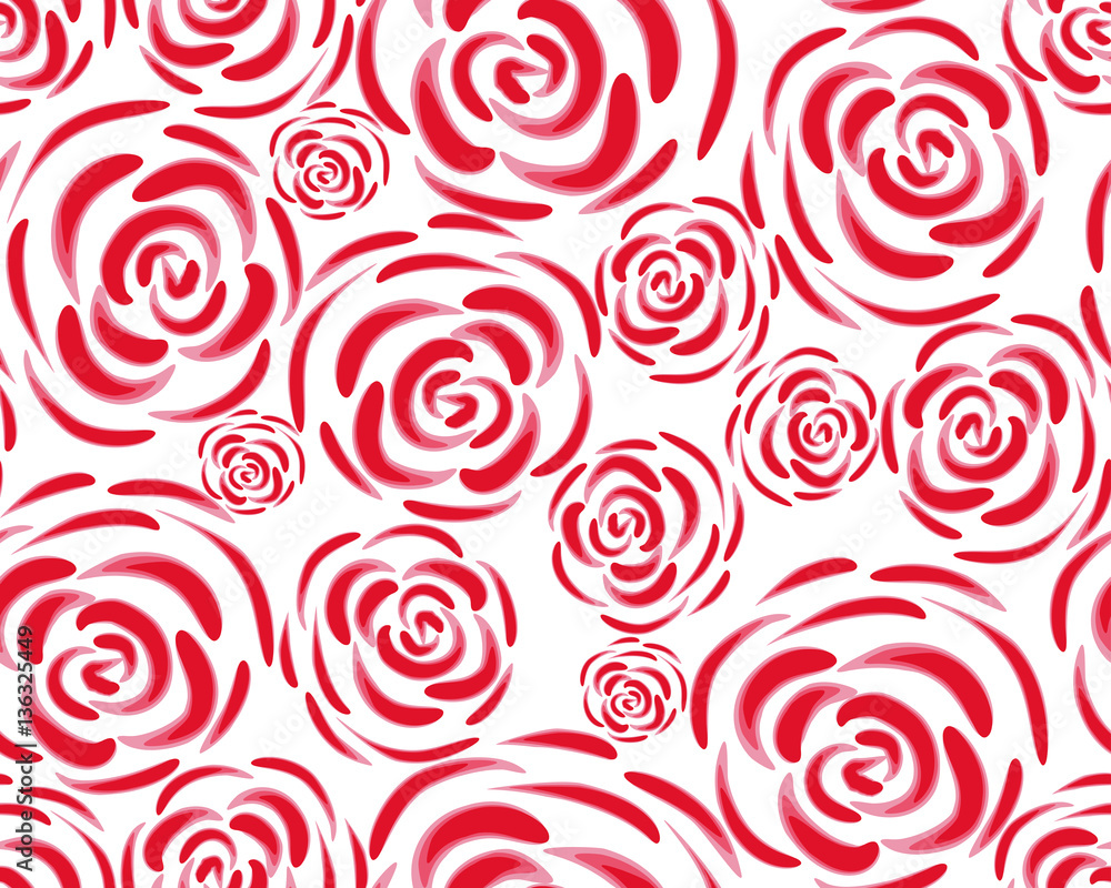 Pattern with rose blossoms on a white background. Simple vintage floral background. Ornament with painted pink flowers Pink color Pattern with rose blossoms on a white background. Simple vintage floral background. Ornament with painted pink flowers Pink color