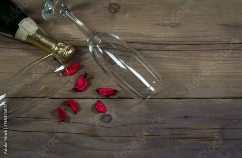 Valentine's day background with champagne