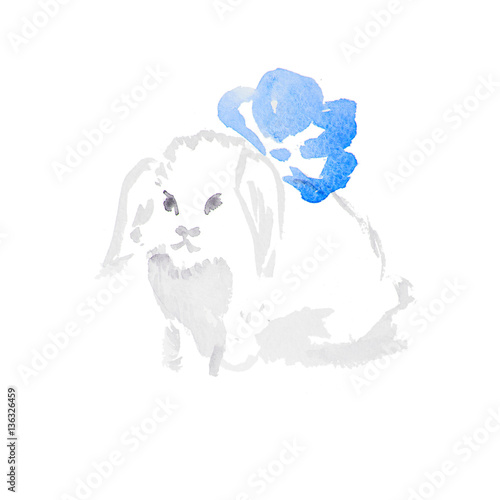 watercolor white rabbit