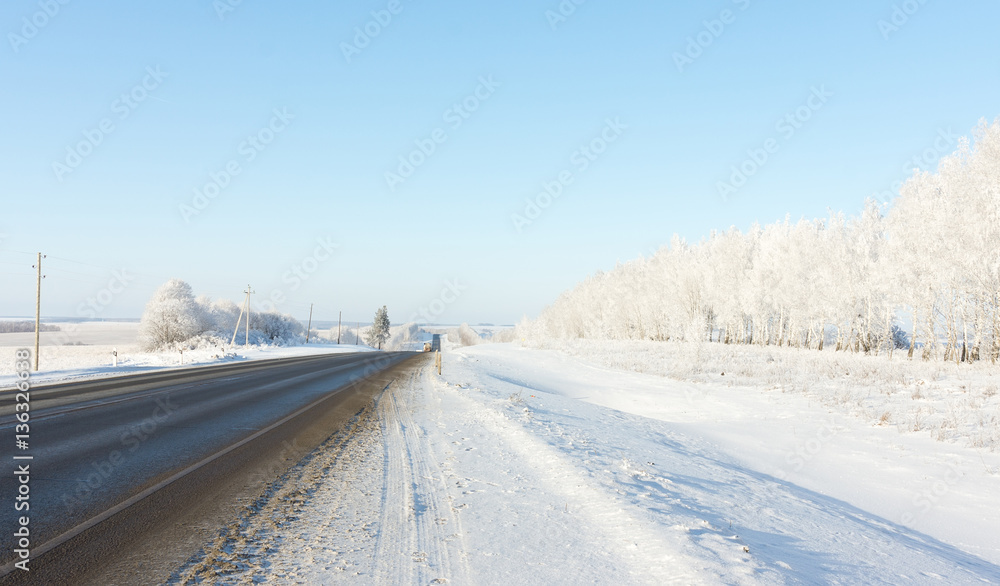 landscape of winter roads landscape of winter roads