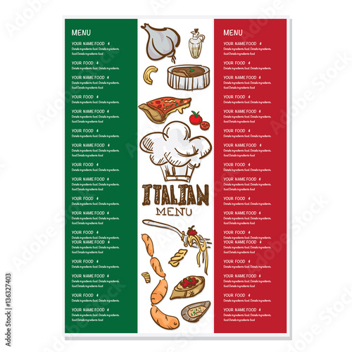 italian foods menu drawing graphic  design objects template