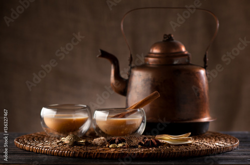 masala chai with spices and spicy