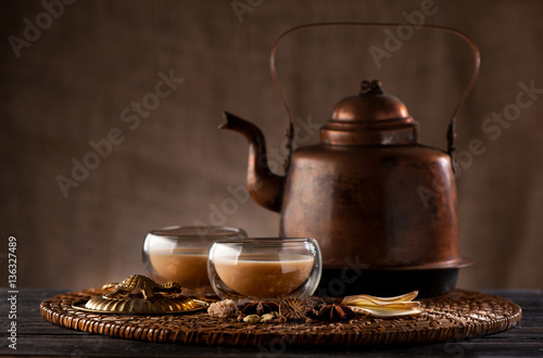 masala chai with spices and spicy
