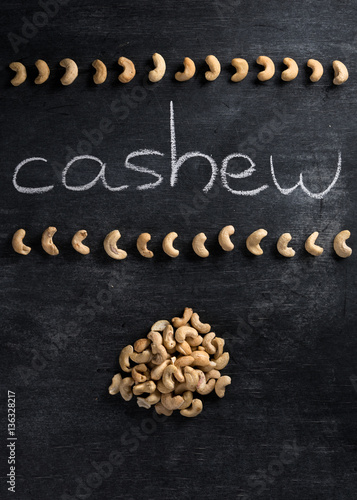 Cashew over dark chalkboard background